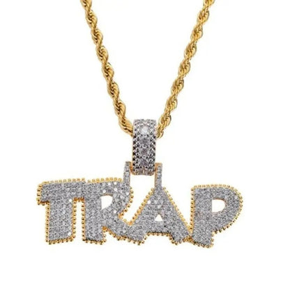 Hip-Hop Iced-Out Pendant W/ Necklace