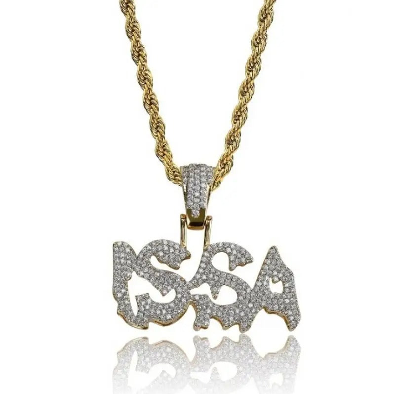 Hip-Hop Iced-Out Pendant W/ Necklace