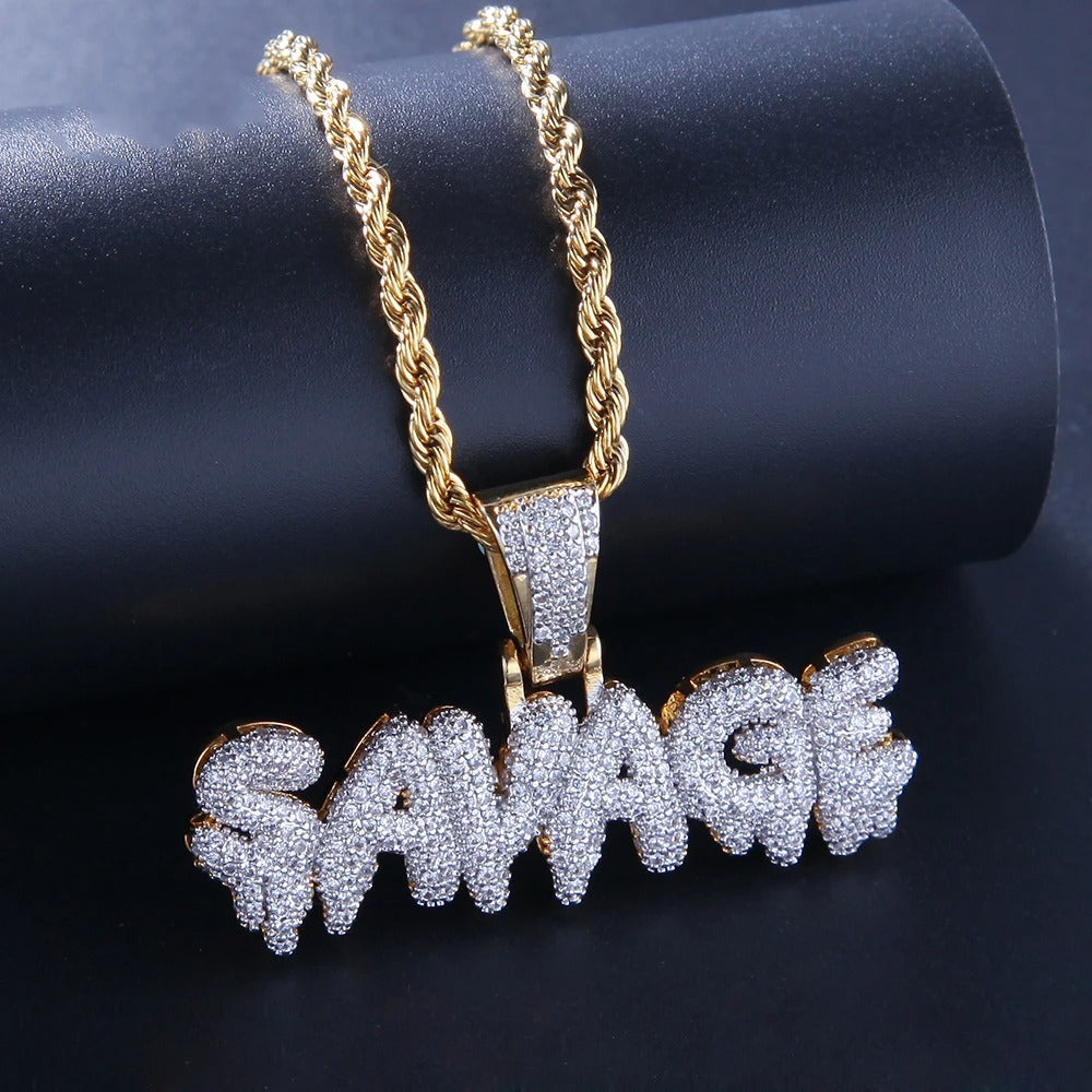 Hip-Hop Iced-Out Pendant W/ Necklace