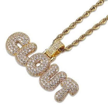 Hip-Hop Iced-Out Pendant W/ Necklace