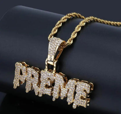 Hip-Hop Iced-Out Pendant W/ Necklace