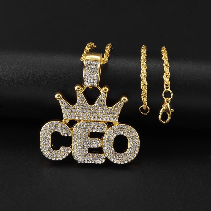 Hip-Hop Iced-Out Pendant W/ Necklace