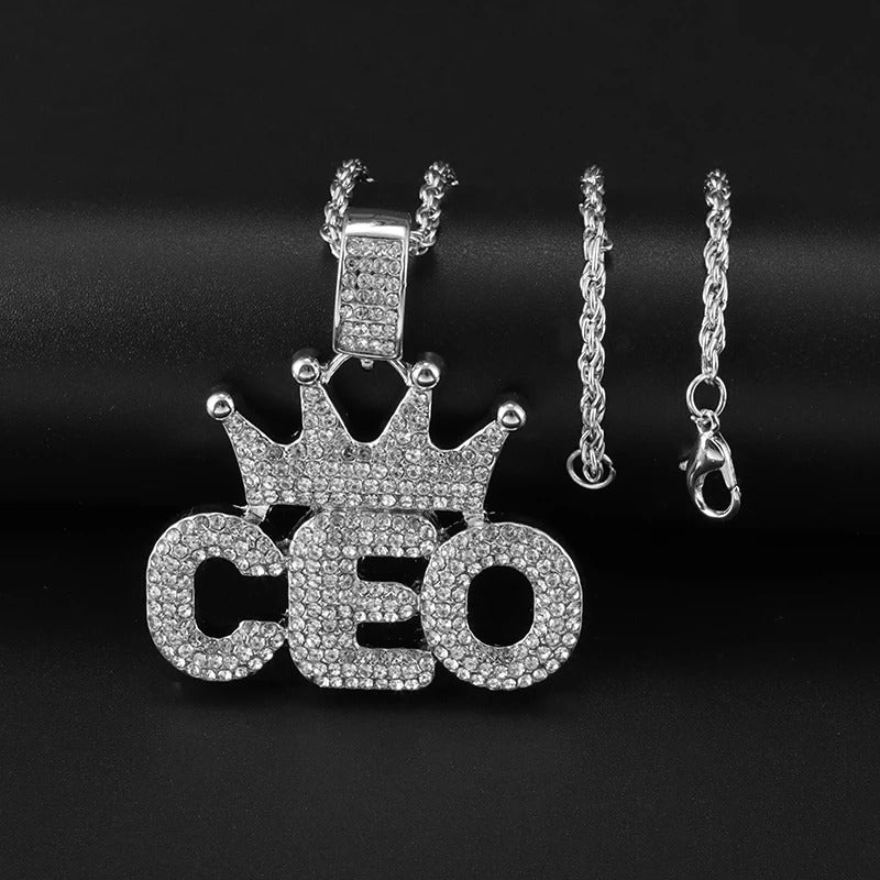 Hip-Hop Iced-Out Pendant W/ Necklace