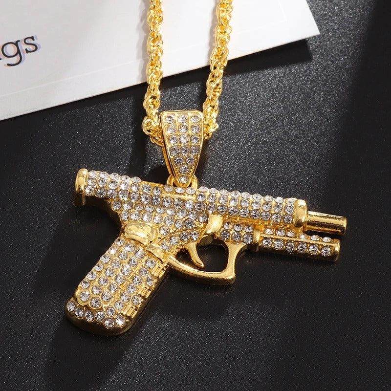 Hip-Hop Iced-Out Pendant W/ Necklace