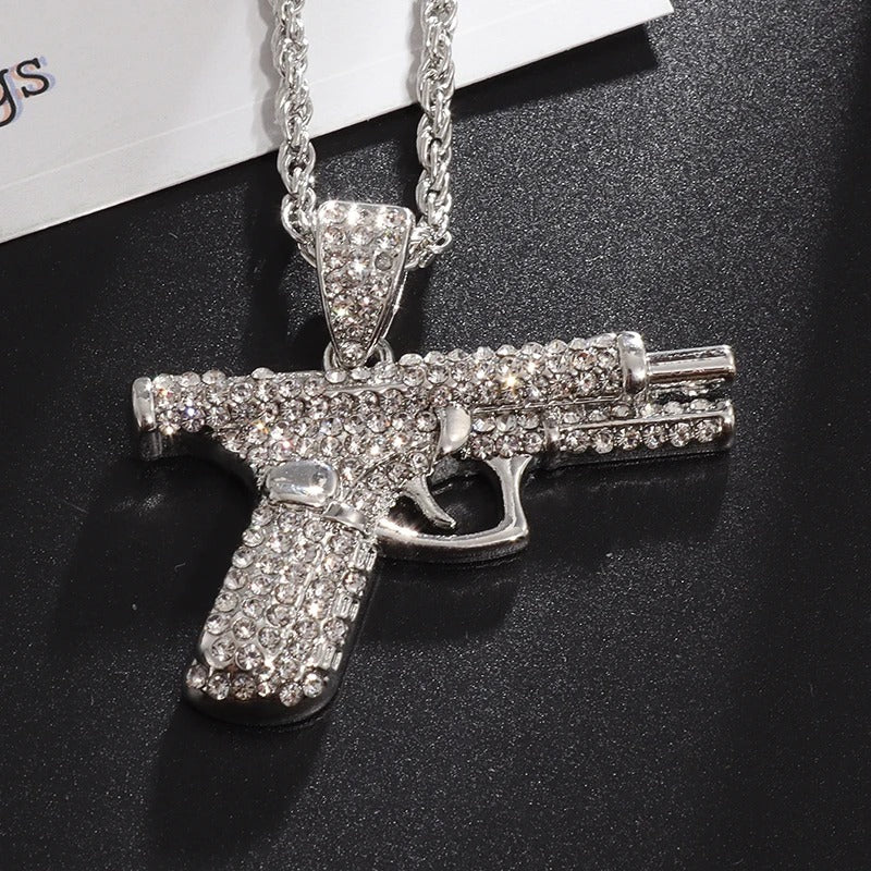 Hip-Hop Iced-Out Pendant W/ Necklace