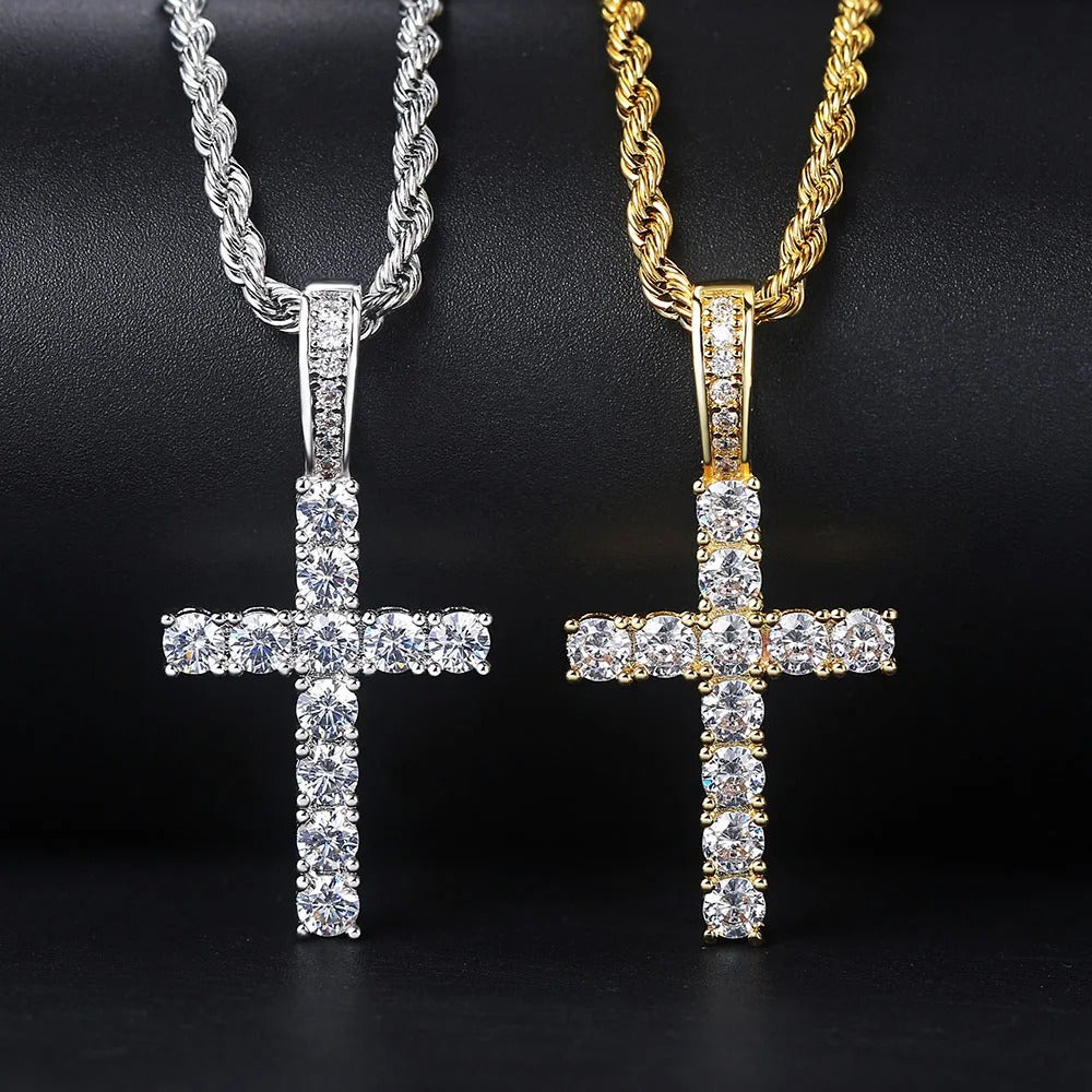 Gold/Silver Tone Necklace W/ Cross Pendant