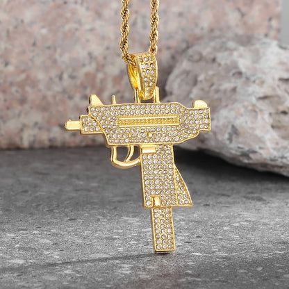 Hip-Hop Iced-Out Pendant W/ Necklace