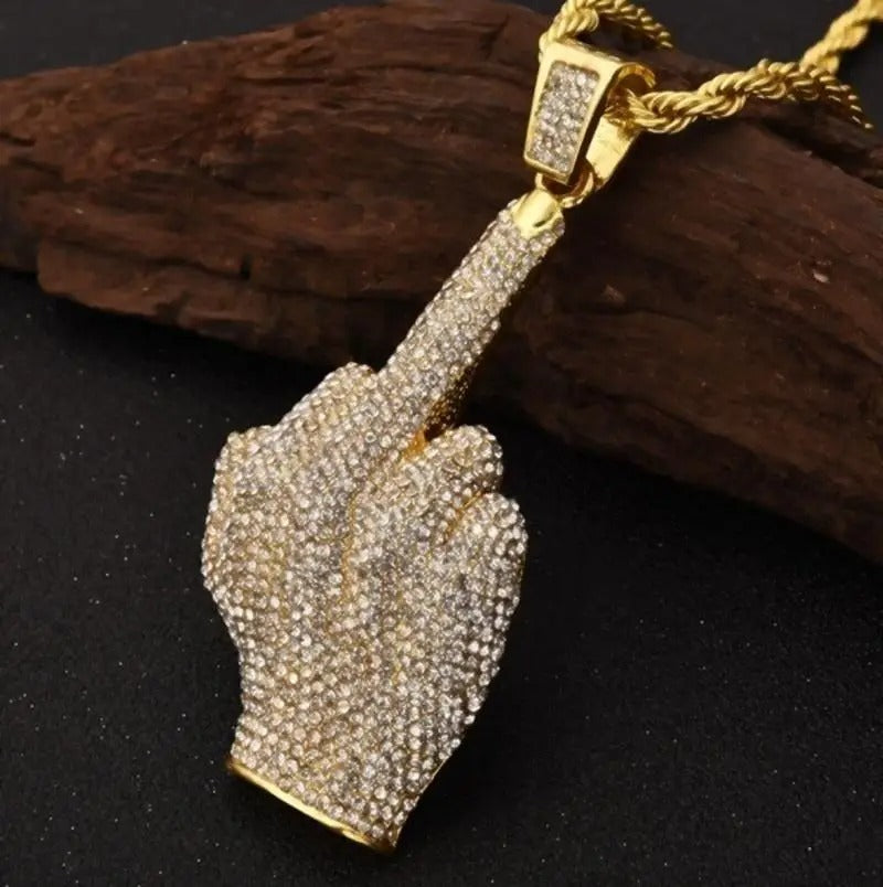 Hip-Hop Iced-Out Pendant W/ Necklace