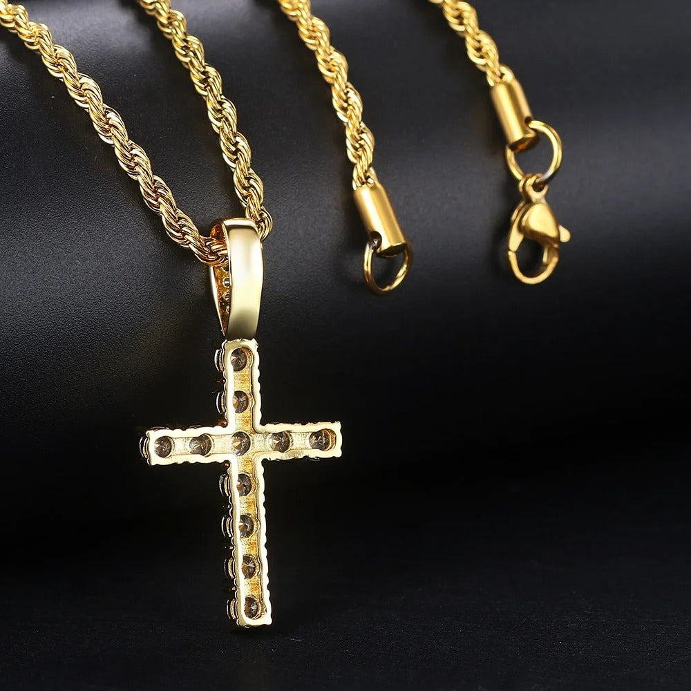 Gold/Silver Tone Necklace W/ Cross Pendant