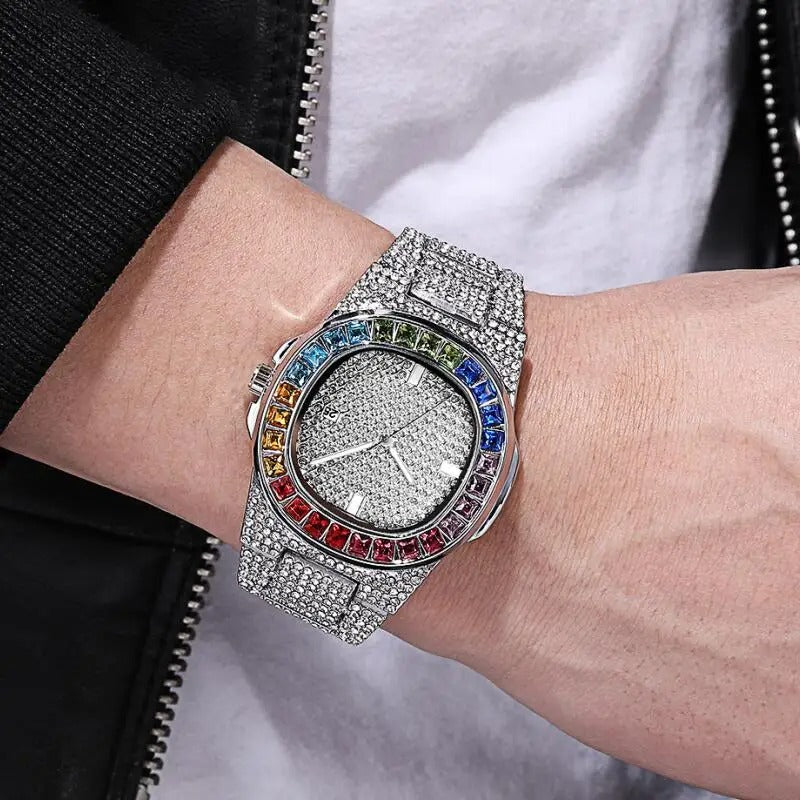 Iced-Out Rainbow Watch