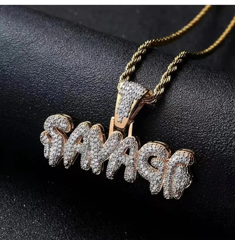 Hip-Hop Iced-Out Pendant W/ Necklace