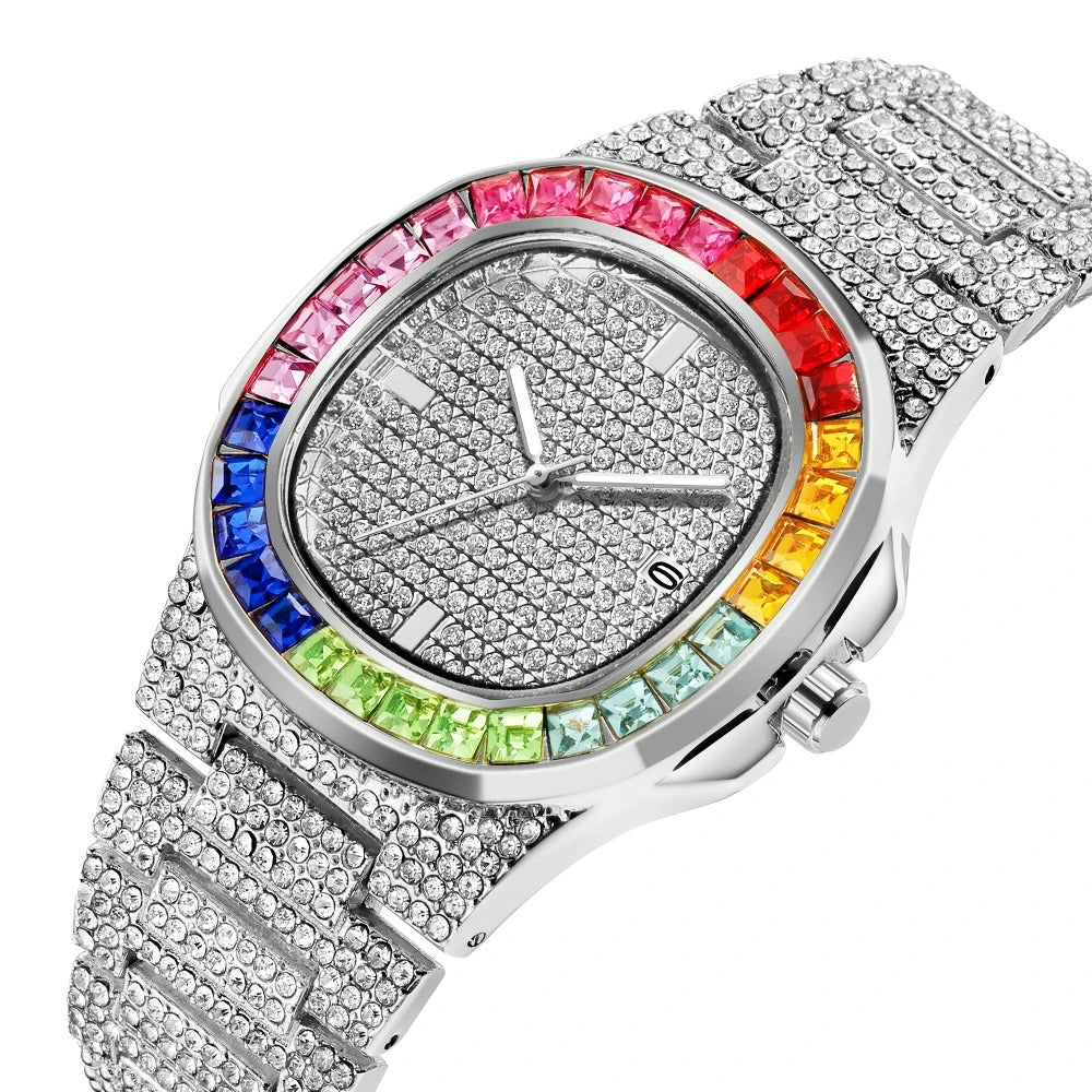 Iced-Out Rainbow Watch