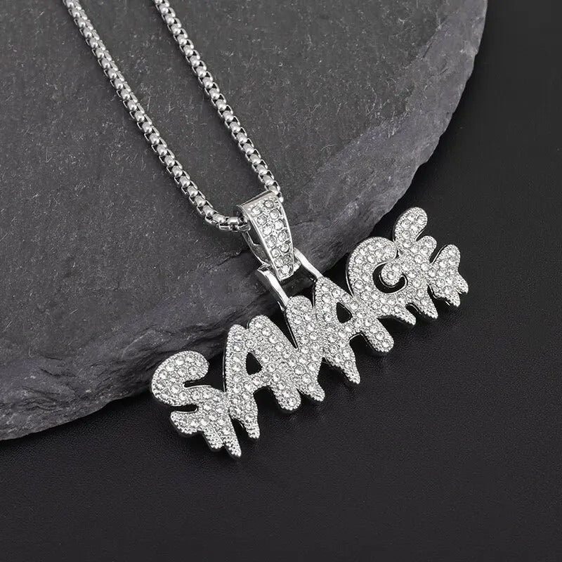 Hip-Hop Iced-Out Pendant W/ Necklace