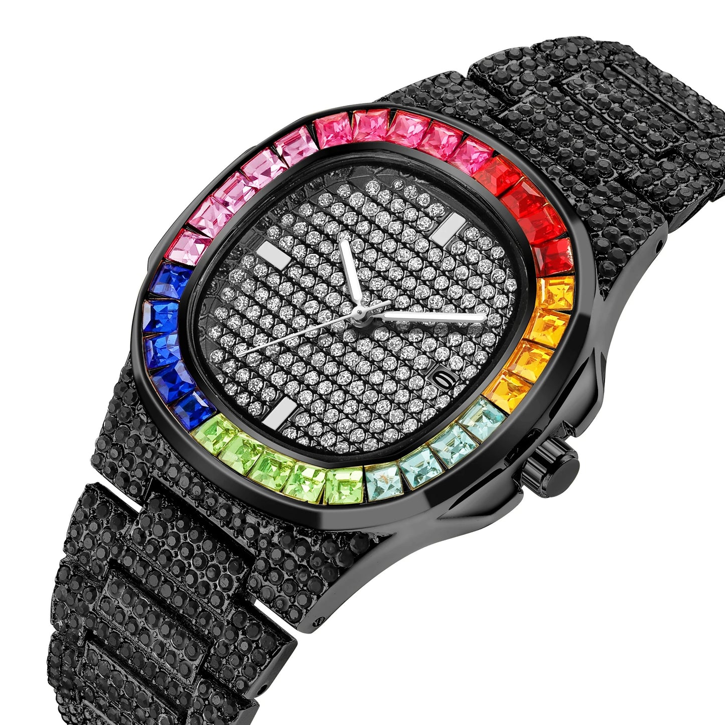 Iced-Out Rainbow Watch