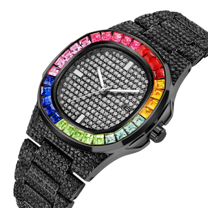 Iced-Out Rainbow Watch